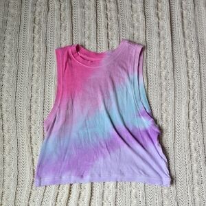 Spiritual Gangster Pink and Blue Crop Muscle Tee